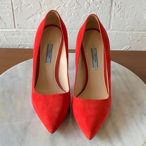 Prada Orange Suede Heels - Picture 12 of 12